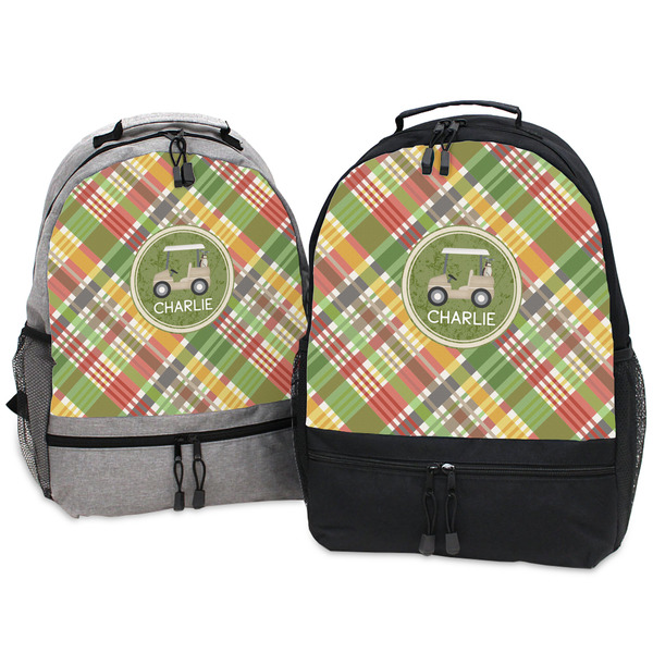 Golfer's Plaid Large Backpacks - Both