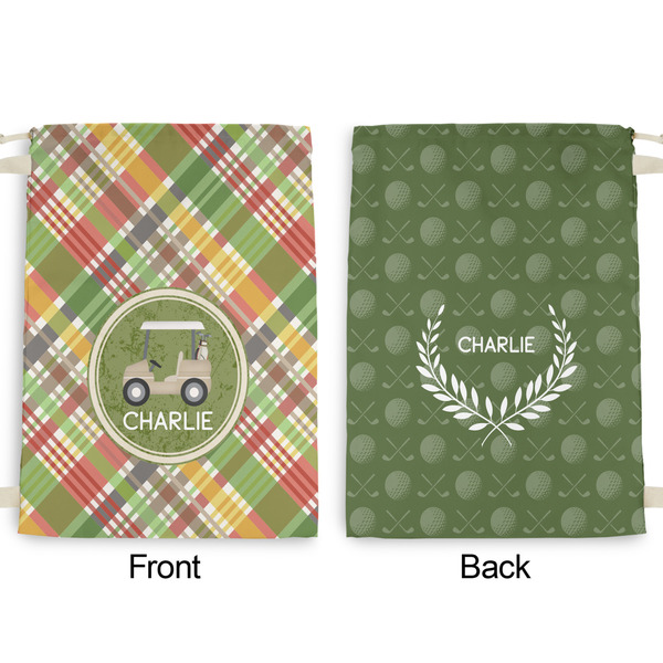 Golfer's Plaid Large Laundry Bag - Front & Back View