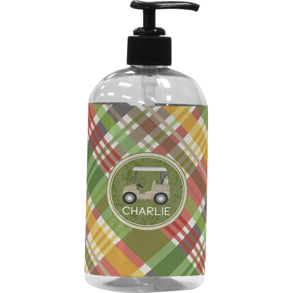 Custom Golfer's Plaid Plastic Soap / Lotion Dispenser (Personalized)