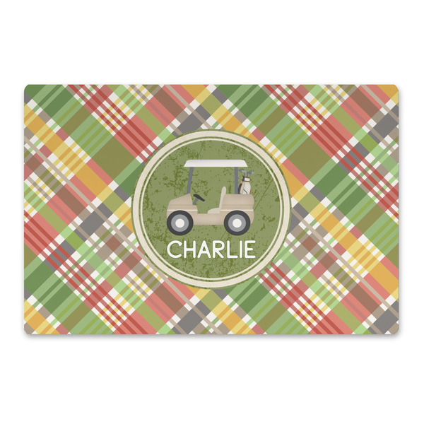 Custom Golfer's Plaid Large Rectangle Car Magnet (Personalized)