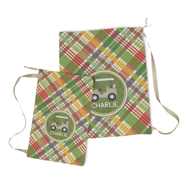 Golfer's Plaid Laundry Bag - Both Bags
