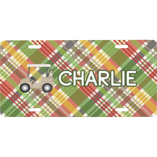 Custom Golfer's Plaid Front License Plate (Personalized)