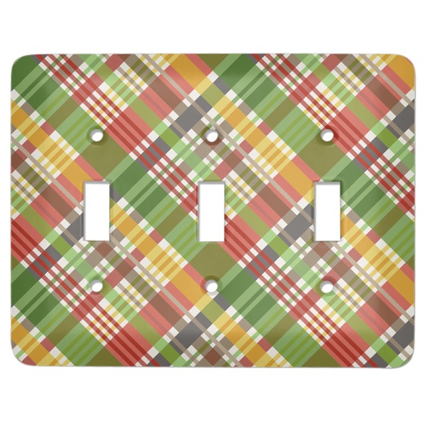 Custom Golfer's Plaid Light Switch Cover (3 Toggle Plate)