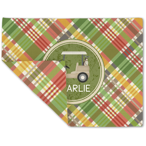 Custom Golfer's Plaid Double-Sided Linen Placemat - Single w/ Name or Text