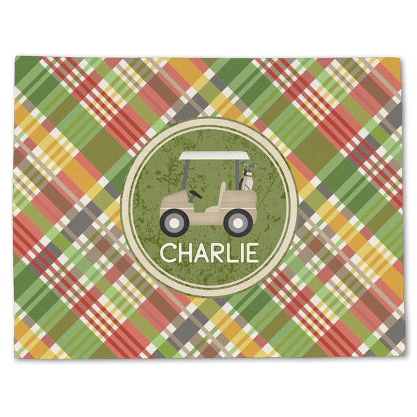 Custom Golfer's Plaid Single-Sided Linen Placemat - Single w/ Name or Text