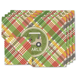 Golfer's Plaid Double-Sided Linen Placemat - Set of 4 w/ Name or Text