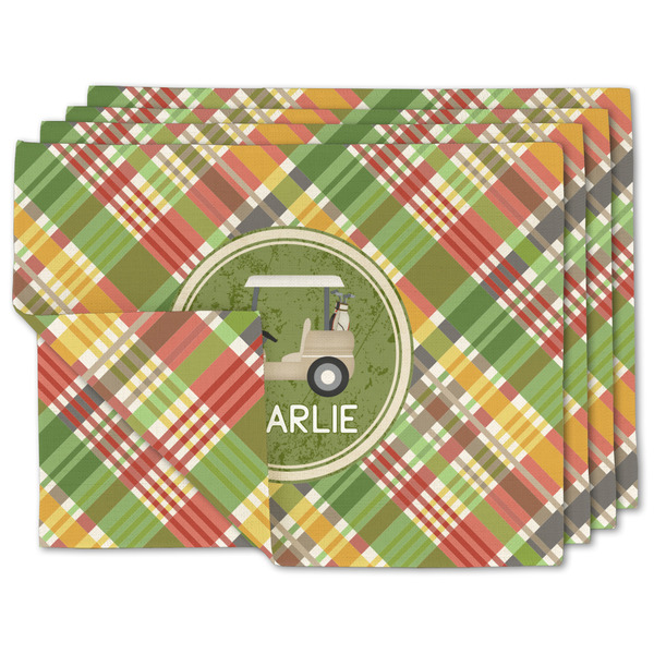 Custom Golfer's Plaid Linen Placemat w/ Name or Text