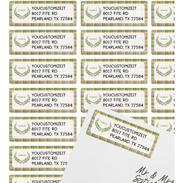 Golfer's Plaid Mailing Label on Envelope - Multiple Labels