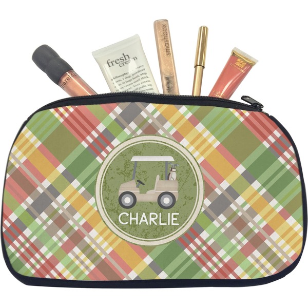 Custom Golfer's Plaid Makeup / Cosmetic Bag - Medium (Personalized)
