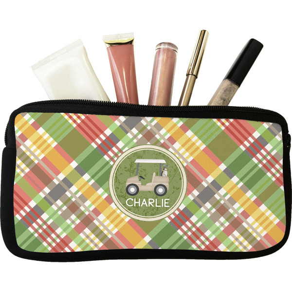 Custom Golfer's Plaid Makeup / Cosmetic Bag - Small (Personalized)
