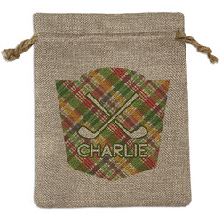 Golfer's Plaid Burlap Gift Bag (Personalized)