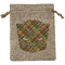 Golfer's Plaid Medium Burlap Gift Bag - Front (Personalized)