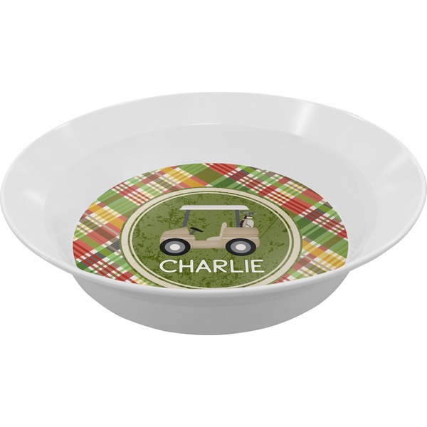 Custom Golfer's Plaid Melamine Bowl (Personalized)