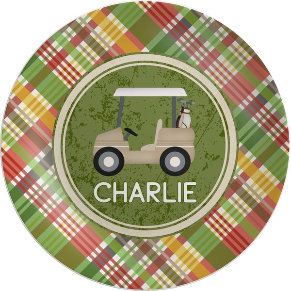 Custom Golfer's Plaid Melamine Plate (Personalized)
