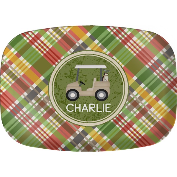 Custom Golfer's Plaid Melamine Platter (Personalized)