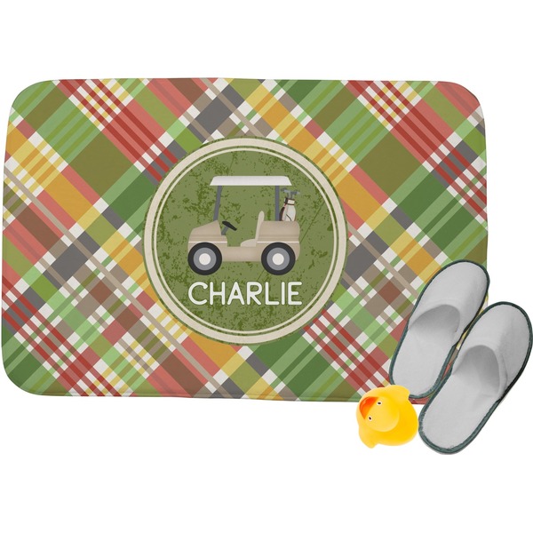 Custom Golfer's Plaid Memory Foam Bath Mat (Personalized)