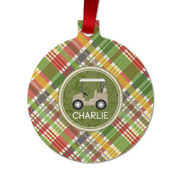 Golfer's Plaid Metal Ball Ornament - Double Sided w/ Name or Text