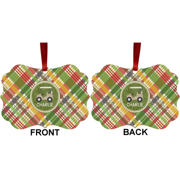 Golfer's Plaid Metal Benilux Ornament - Front and Back (APPROVAL)