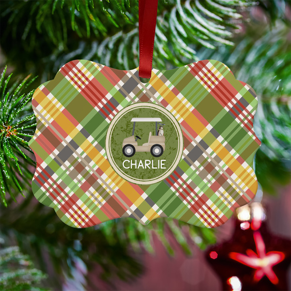 Golfer's Plaid Metal Benilux Ornament - Lifestyle