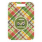 Golfer's Plaid Metal Luggage Tag - Front Without Strap