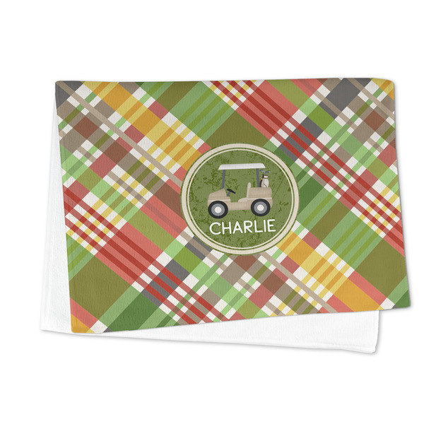 Golfer's Plaid Microfiber Dish Towel - FOLDED HALF