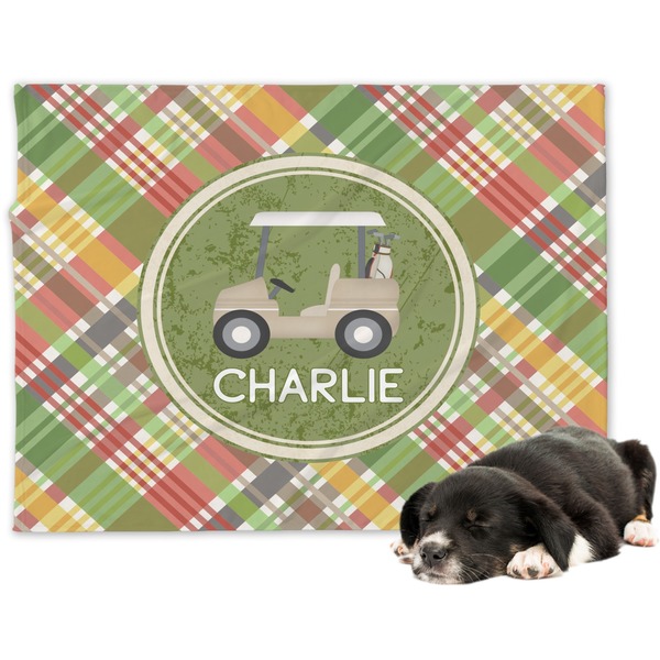 Custom Golfer's Plaid Dog Blanket - Large (Personalized)