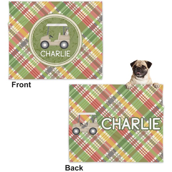 Golfer's Plaid Microfleece Dog Blanket - Large- Front & Back