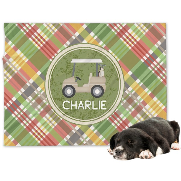 Custom Golfer's Plaid Dog Blanket - Regular (Personalized)