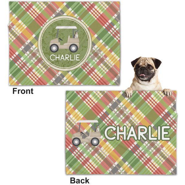 Golfer's Plaid Microfleece Dog Blanket - Regular - Front & Back