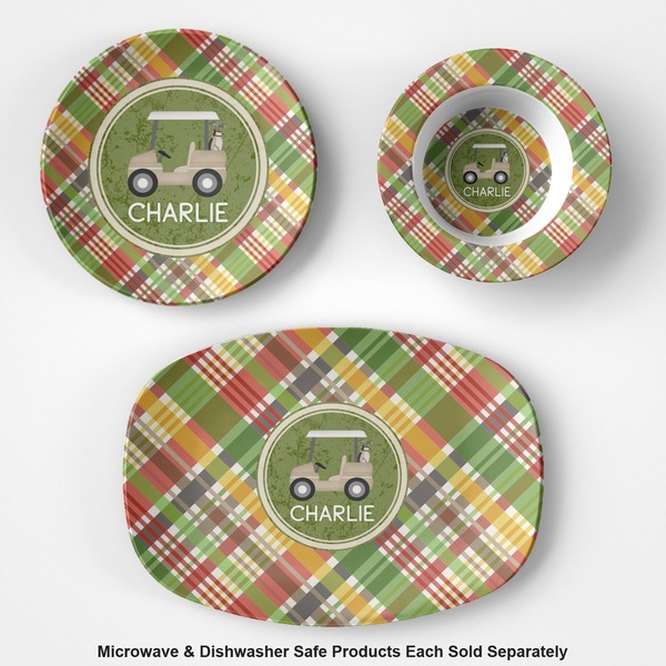 Golfer's Plaid Microwave & Dishwasher Safe CP Plastic Dishware - Group