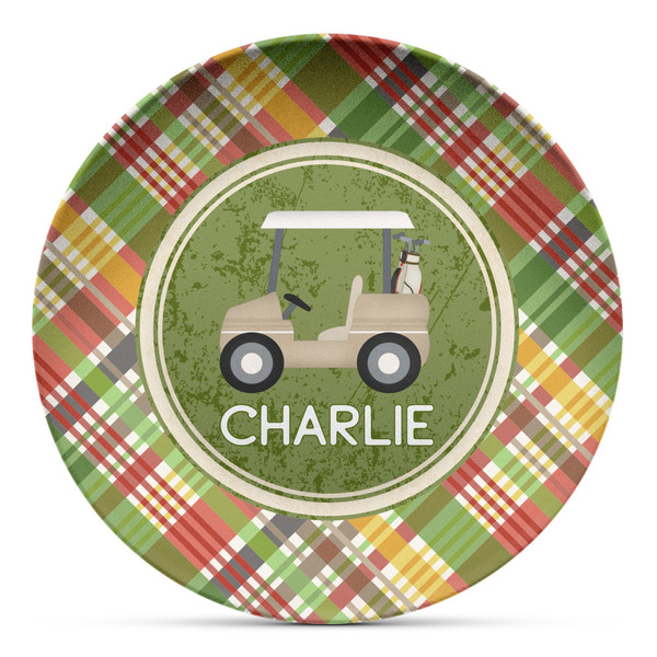 Custom Golfer's Plaid Microwave Safe Plastic Plate - Composite Polymer (Personalized)