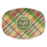 Golfer's Plaid Plastic Platter - Microwave & Oven Safe Composite Polymer (Personalized)