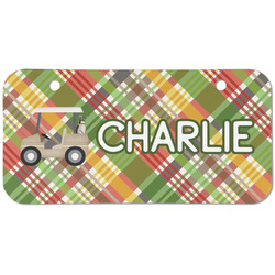 Golfer's Plaid Mini/Bicycle License Plate (2 Holes) (Personalized)