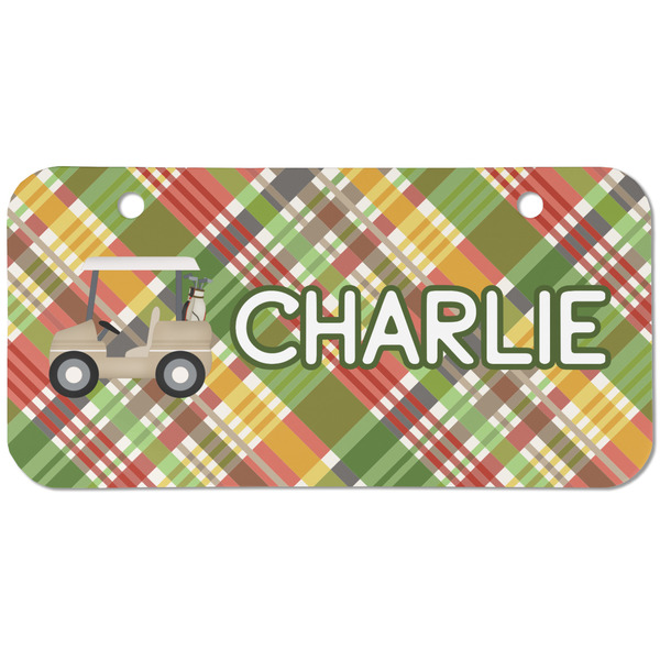 Golfer's Plaid Mini Bicycle License Plate - Two Holes