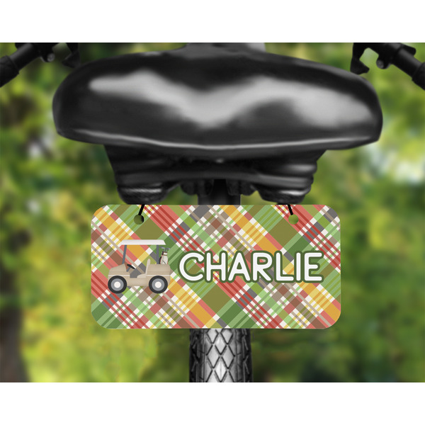 Golfer's Plaid Mini License Plate on Bicycle - LIFESTYLE Two holes