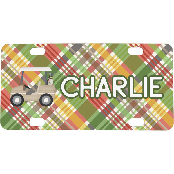 Custom Golfer's Plaid Mini / Bicycle License Plate (4 Holes) (Personalized)