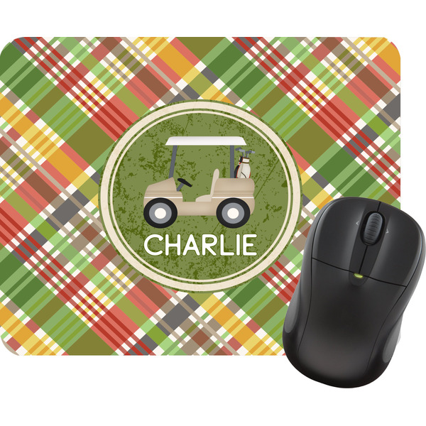 Custom Golfer's Plaid Rectangular Mouse Pad (Personalized)