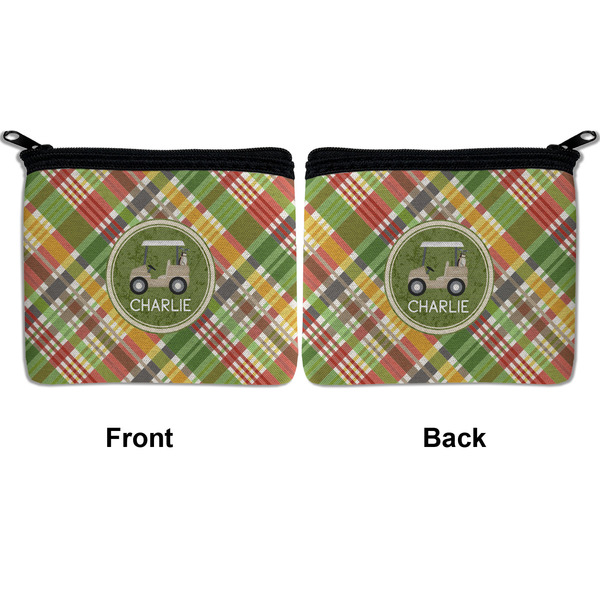 Golfer's Plaid Neoprene Coin Purse - Front & Back (APPROVAL)