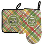 Golfer's Plaid Left Oven Mitt & Pot Holder Set w/ Name or Text