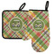 Golfer's Plaid Left Oven Mitt & Pot Holder Set w/ Name or Text