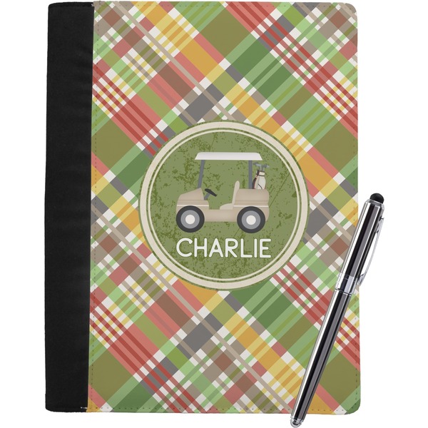 Custom Golfer's Plaid Notebook Padfolio - Large w/ Name or Text