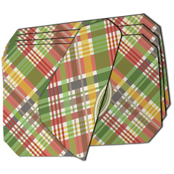 Golfer's Plaid Dining Table Mat - Octagon - Set of 4 (Double-SIded) w/ Name or Text