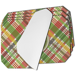 Golfer's Plaid Dining Table Mat - Octagon - Set of 4 (Single-Sided) w/ Name or Text
