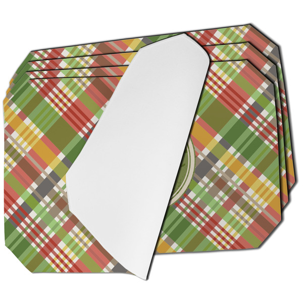 Custom Golfer's Plaid Dining Table Mat - Octagon - Set of 4 (Single-Sided) w/ Name or Text