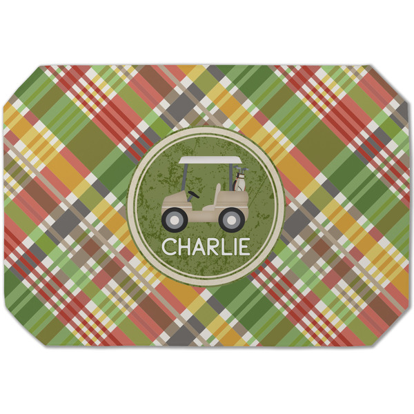 Custom Golfer's Plaid Dining Table Mat - Octagon (Single-Sided) w/ Name or Text
