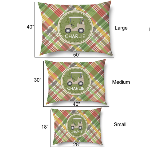 Golfer's Plaid Outdoor Dog Beds - SIZE CHART