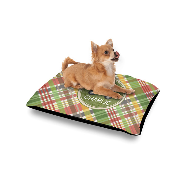Golfer's Plaid Outdoor Dog Beds - Small - IN CONTEXT
