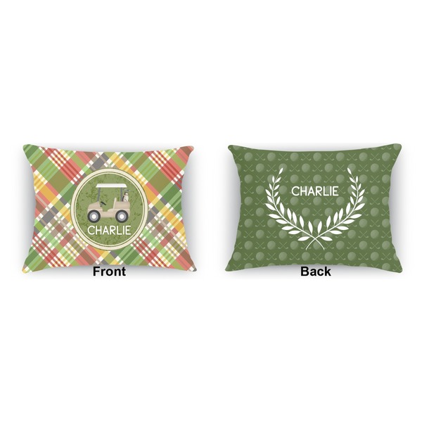 Golfer's Plaid Outdoor Rectangular Throw Pillow (Front and Back)