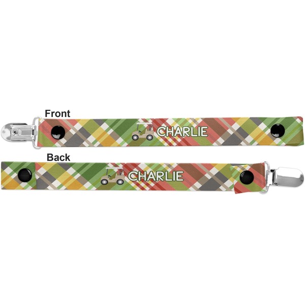 Golfer's Plaid Pacifier Clip - Front and Back