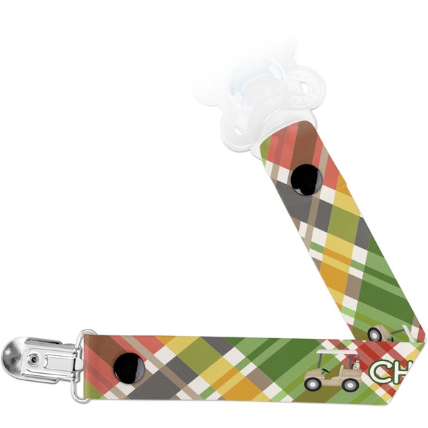 Custom Golfer's Plaid Pacifier Clip (Personalized)